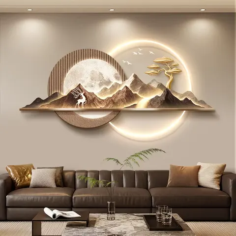 UV Engraving Scenery and Mountains Art Home Decor Painting Sofa Background Wall Acrylic LED Painting