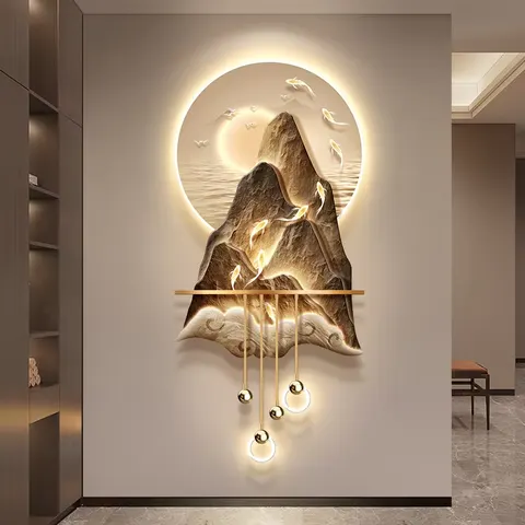抽象 单幅 装饰画 现代简约 玄关背景墙挂画 LED带灯画