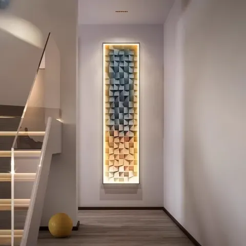 抽象 单幅 装饰画 轻奢风 玄关背景墙挂画 LED带灯画