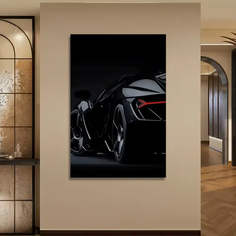 Vertical Version Sports Car Theme Wall Art Home Decor Painting Living Room Background Wall Car Taillight Light Acrylic Painting