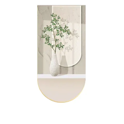 Vestibule Arch Mural with Light Diamond Painting Laser Engraving Crystal Porcelain Painting Wall Art Home Decor