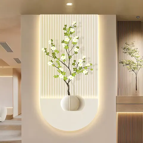 Vestibule Arch Murals with Led Glow Painting Laser Engraving Crystal Porcelain Paintings Sofa Background Wall Art Home Decor