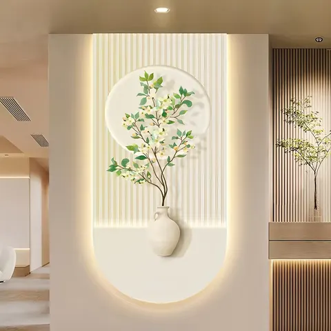 Vestibule Arch Murals with Led Glow Painting Laser Engraving Crystal Porcelain Paintings Sofa Background Wall Art Home Decor