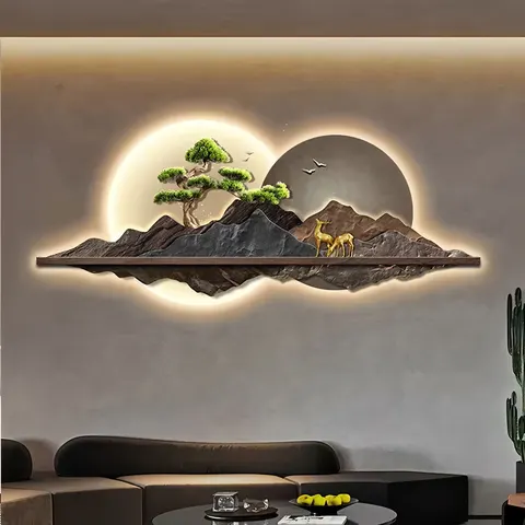 动物 单幅 装饰画 现代简约 客厅背景墙挂画 LED带灯画