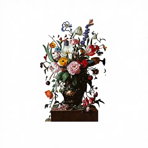 Victorian Era Classic Flower Vase Still Life Hand-Painted Old Oil Paintings Canvas Digital Printing 6-Color 40x60cm Framed Art