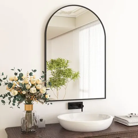Wall and Arch Bathroom Mirror Aluminum Frame Contemporary Hanging Vanity Mirror for Bathroom Living Room Bedroom Room Mirror