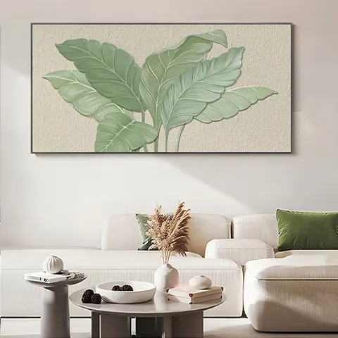 Wall Art Home Furnishings Decorative Painting Green Leaves Sofa Background Wall Crystal Porcelain Painting