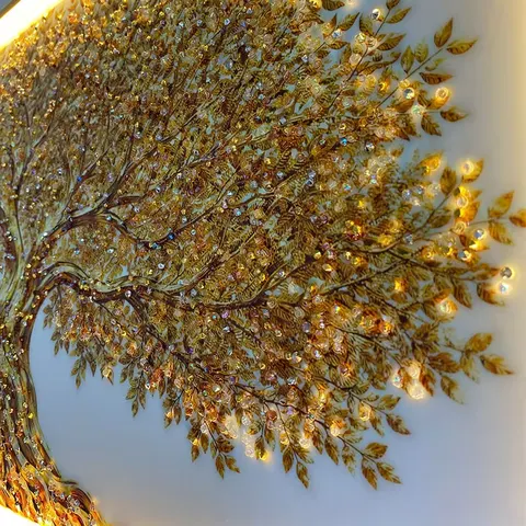 Wealth Tree LED Decorative Painting: Luxury Entryway Wall Art Minimalist, Modern Framed Art for High-End Home Decor