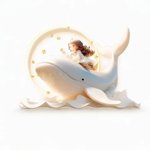 Whale Dream 3D LED Wall Art for Bedroom - 80x60cm Glowing Girl Riding Whale Crystal Mural Home Decor Wall Painting with Light