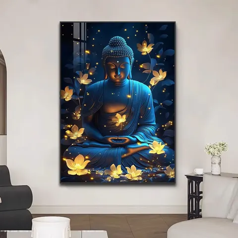 Wholesale Custom Buddhist Living Room Crystal Porcelain Paintings Sofa Background Wall Art Home Decor Paintings