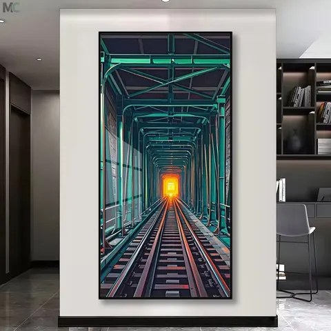 Wholesale Custom Modern Light Luxury 3D Space Crystal Porcelain Painting LED Wall Art Home Decor Living Room Hotel Murals