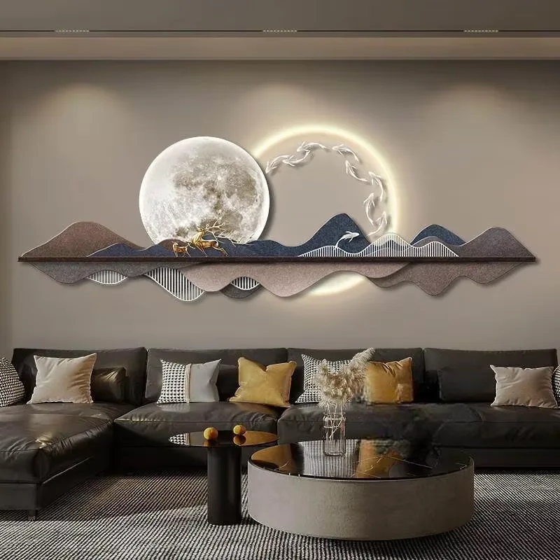 Wholesale Customization Nine Fish Diagram Entrance Hall Art Home Decor Painting UV Engraving Acrylic LED Painting