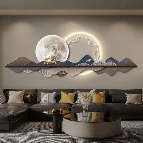 Wholesale Customization Nine Fish Diagram Entrance Hall Art Home Decor Painting UV Engraving Acrylic LED Painting