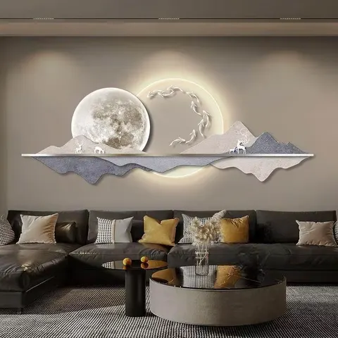 Wholesale Customization Nine Fish Diagram Entrance Hall Art Home Decor Painting UV Engraving Acrylic LED Painting