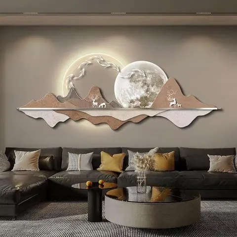 Wholesale Customization Nine Fish Diagram Entrance Hall Art Home Decor Painting UV Engraving Acrylic LED Painting