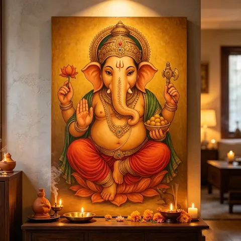 Wholesale LED Decorative Painting Lord Krishna Wall Art, Hindu Religious LED Lighted Canvas Painting for Home Temple Decoration