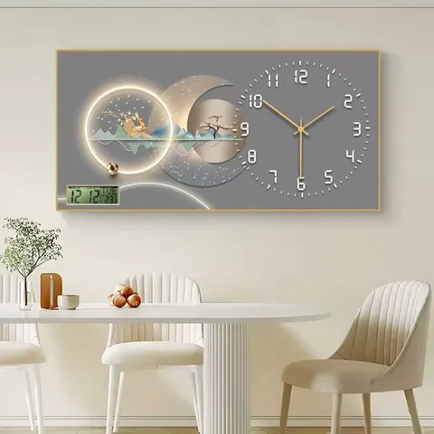 挂钟组合 单幅 装饰画 现代简约 餐厅背景墙挂画 挂钟