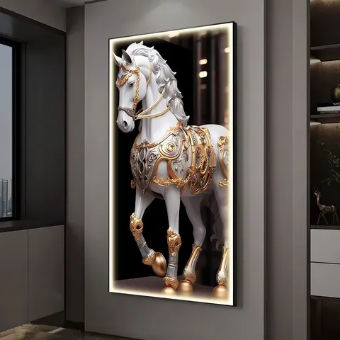 动物 单幅 装饰画 现代简约 客厅背景墙挂画 LED带灯画